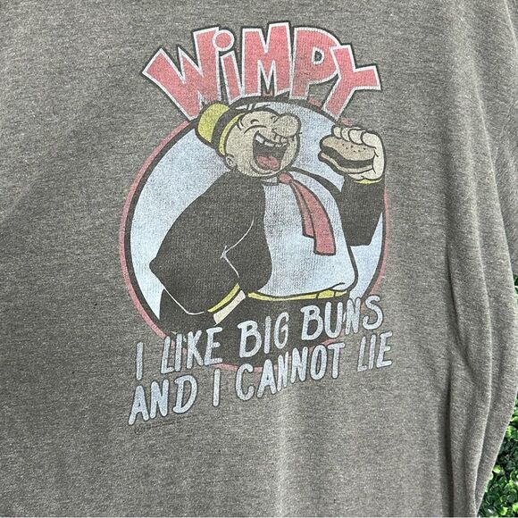 Wimpy Big Buns Cannot Lie Grey Graphic Burger Tee Shirt Sz 2XL - Picture 2 of 5
